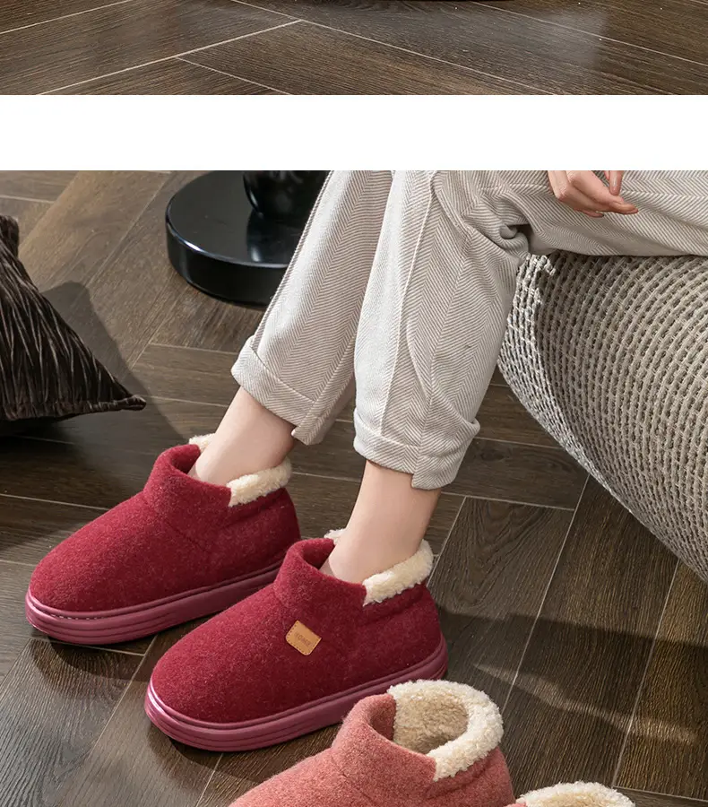 Large Size Cotton Slippers for Men 2026 New Autumn and Winter Indoor Home Use Thick-Soled Non-Slip Plush Warm Cotton Slippers — feature 21