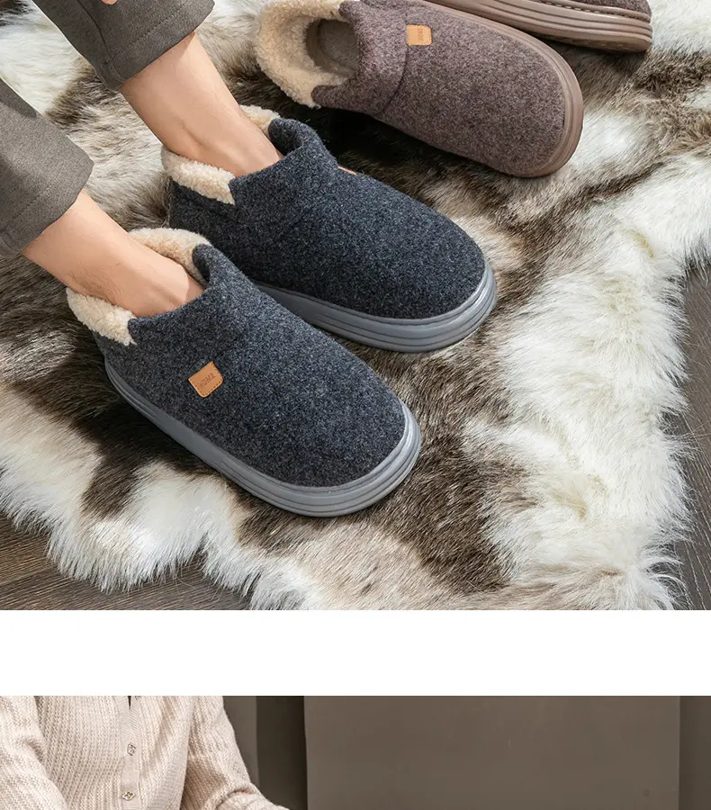 Large Size Cotton Slippers for Men 2026 New Autumn and Winter Indoor Home Use Thick-Soled Non-Slip Plush Warm Cotton Slippers — feature 23