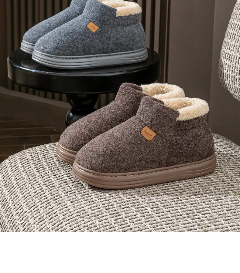 Large Size Cotton Slippers for Men 2026 New Autumn and Winter Indoor Home Use Thick-Soled Non-Slip Plush Warm Cotton Slippers — feature 3