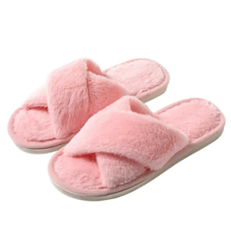 Autumn and winter solid color cross new cotton slippers fashion home ladies plush warm cross-border sales cotton slippers