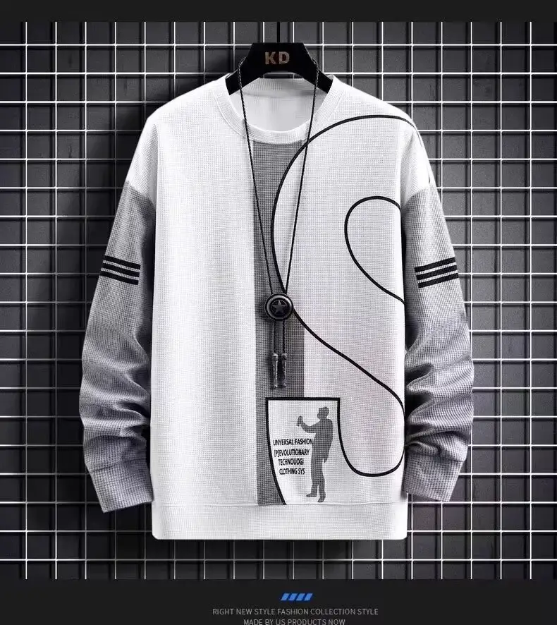 Men Waffle Track Suit Grey Black Plus Size Casual Sports — feature 13
