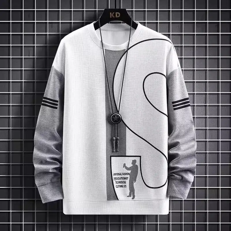 Men Waffle Track Suit Grey Black Plus Size Casual Sports — feature 2