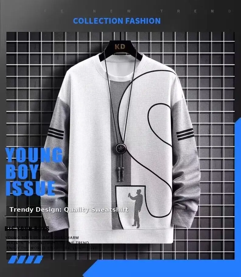 Men Waffle Track Suit Grey Black Plus Size Casual Sports — feature 5