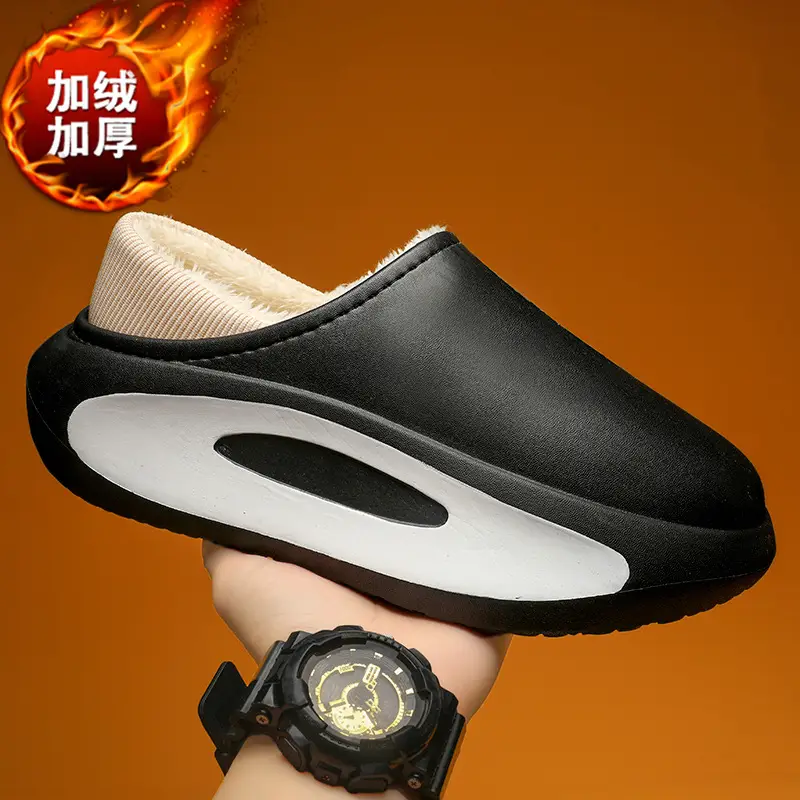 Cotton slippers men's cross-border new fashion casual winter fleece-lined warm cotton shoes slip-on indoor couple slippers