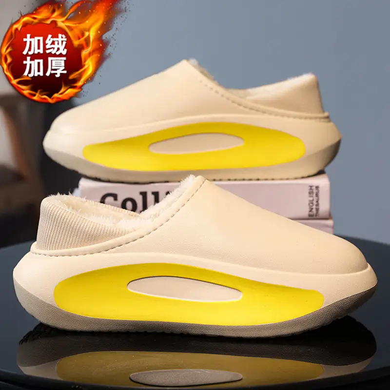 Cotton slippers men's cross-border new fashion casual winter fleece-lined warm cotton shoes slip-on indoor couple slippers