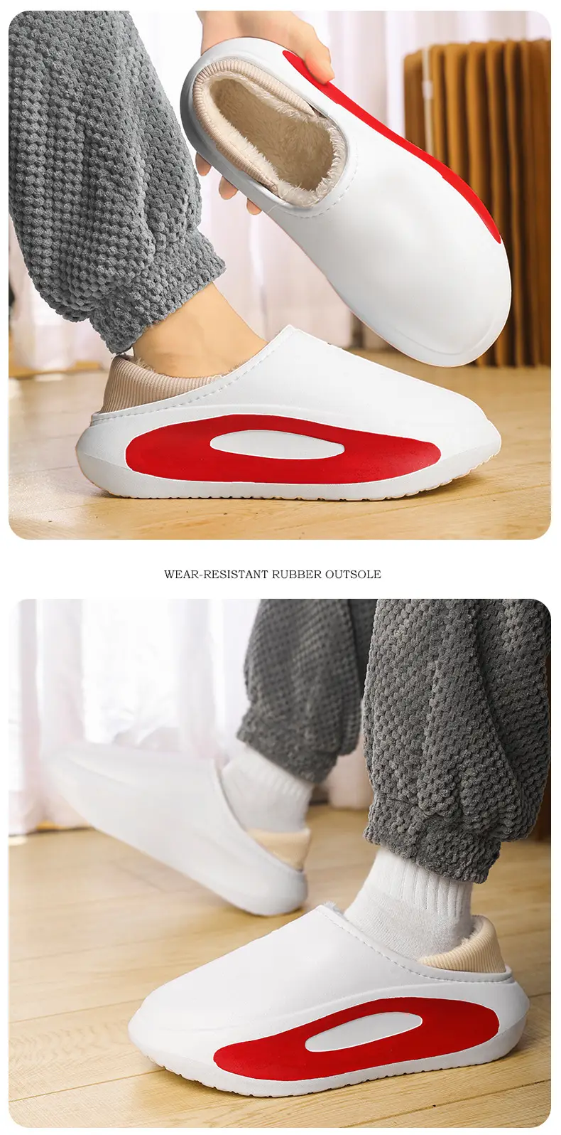 Cotton slippers men's cross-border new fashion casual winter fleece-lined warm cotton shoes slip-on indoor couple slippers — feature 13