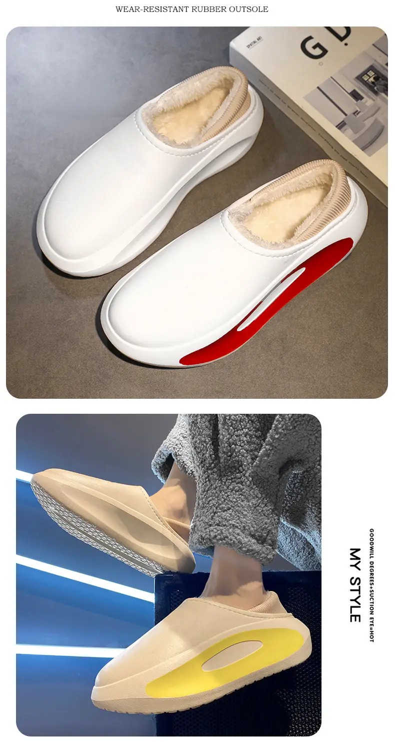 Cotton slippers men's cross-border new fashion casual winter fleece-lined warm cotton shoes slip-on indoor couple slippers — feature 14