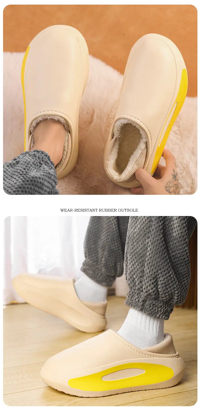 Cotton slippers men's cross-border new fashion casual winter fleece-lined warm cotton shoes slip-on indoor couple slippers — feature 15