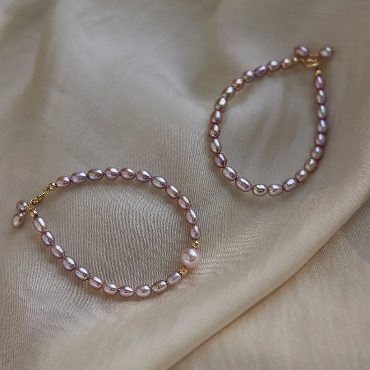 14K Gold Pearl Bracelet for Women Elegant Gentle Purple Freshwater Pearl - Image 21