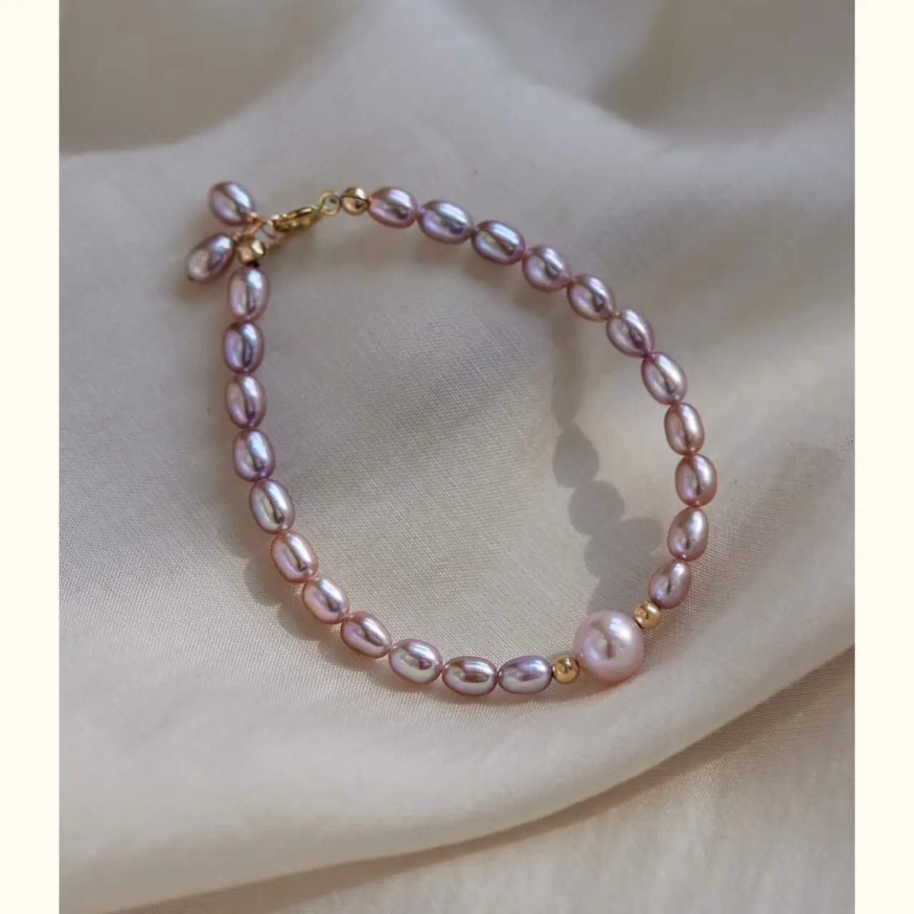 14K Gold Pearl Bracelet for Women Elegant Gentle Purple Freshwater Pearl - Image 23