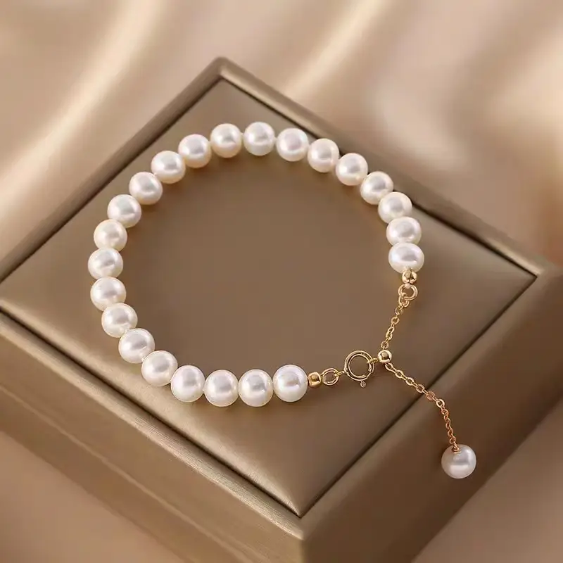 14K Gold Pearl Bracelet for Women Elegant Gentle Purple Freshwater Pearl - Image 17