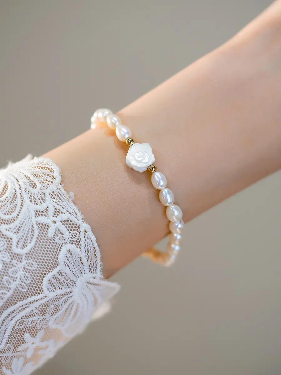 14K Gold Pearl Bracelet for Women Elegant Gentle Purple Freshwater Pearl - Image 5
