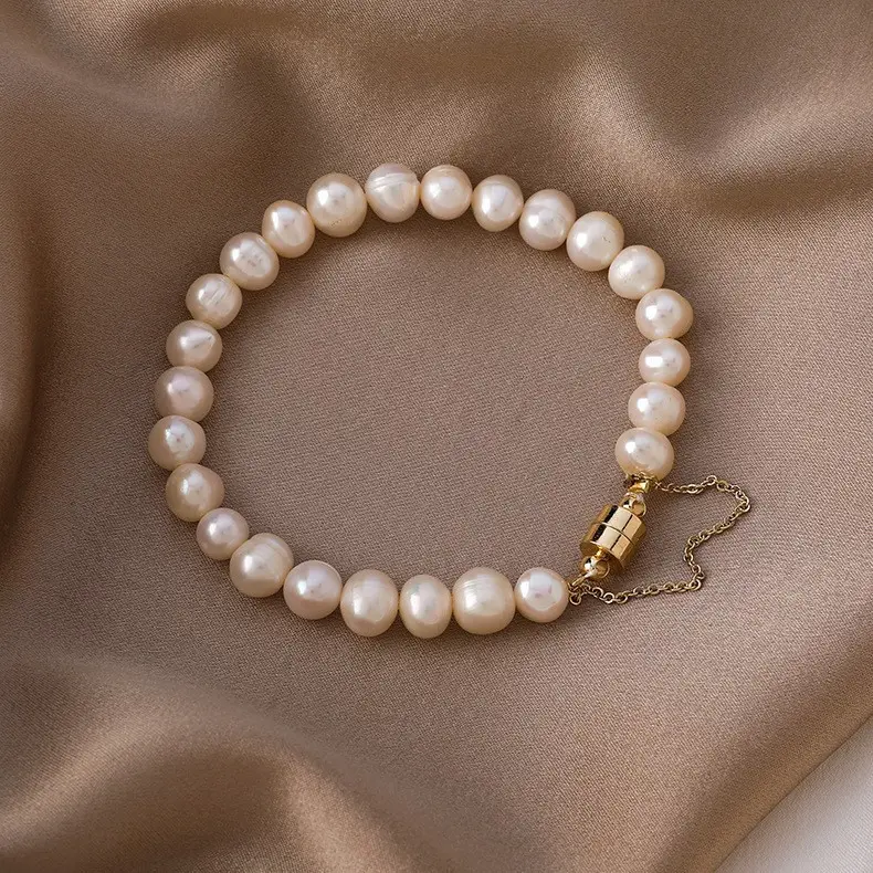 14K Gold Pearl Bracelet for Women Elegant Gentle Purple Freshwater Pearl - Image 9