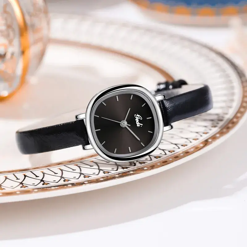 Women's Goldie Quartz Watch Black Leather Band - Image 8
