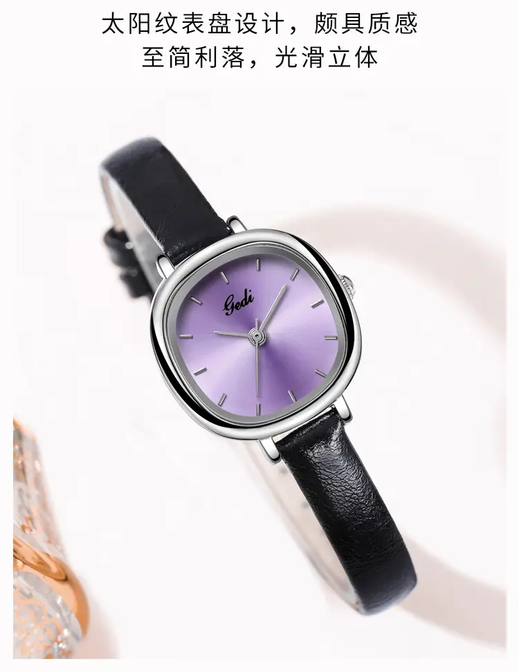 Women's Goldie Quartz Watch Black Leather Band — feature 11