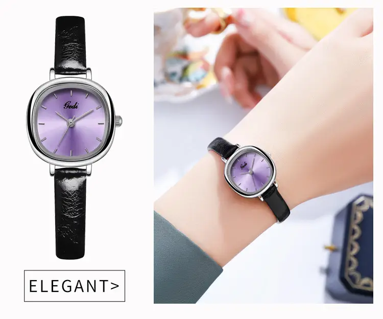 Women's Goldie Quartz Watch Black Leather Band — feature 12