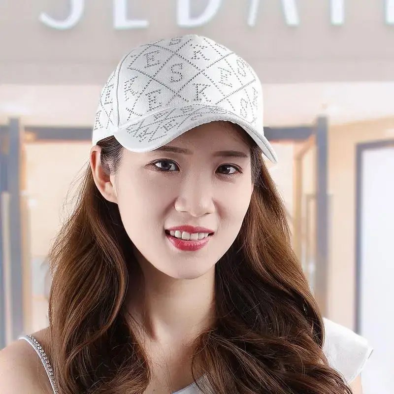 Women's Brown Rhinestone Baseball Cap Spring Summer
