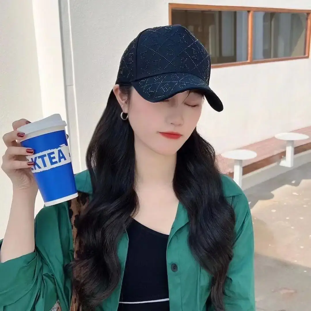 Women's Brown Rhinestone Baseball Cap Spring Summer