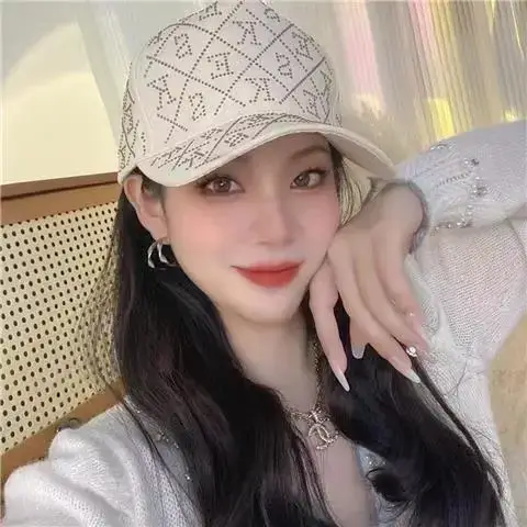 Women's Brown Rhinestone Baseball Cap Spring Summer