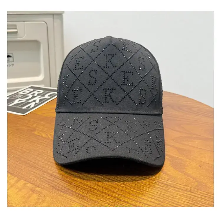 Women's Brown Rhinestone Baseball Cap Spring Summer — feature 12