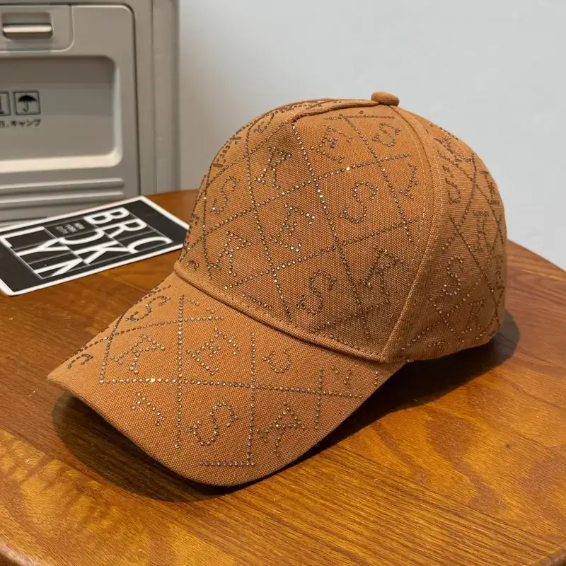 Women's Brown Rhinestone Baseball Cap Spring Summer