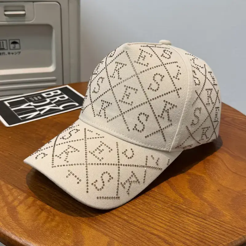 Women's Brown Rhinestone Baseball Cap Spring Summer