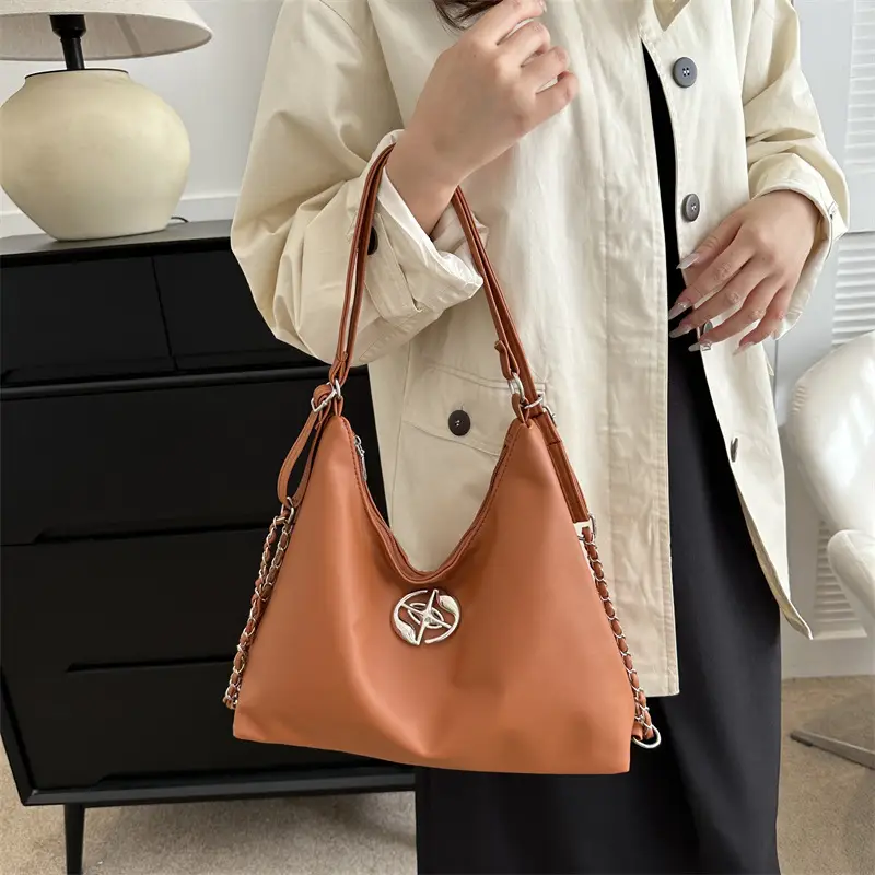 Women's Silver Shoulder Bag with Button Front 2023 Winter - Image 6