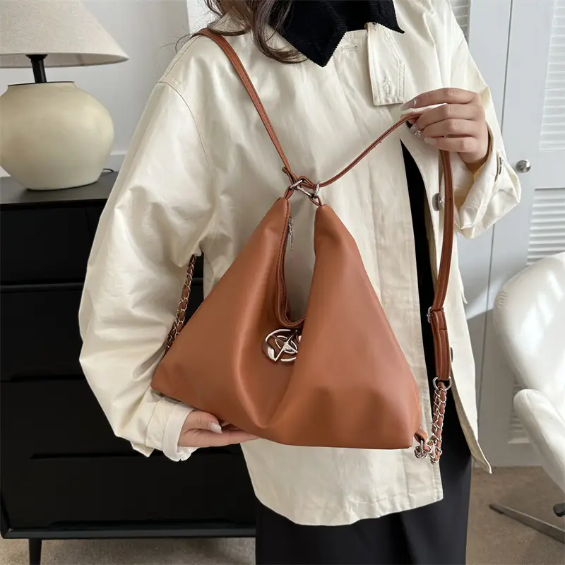 Women's Silver Shoulder Bag with Button Front 2023 Winter — feature 13