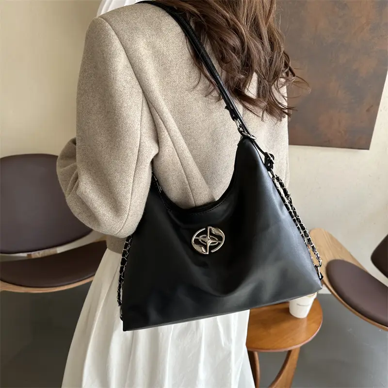 Women's Silver Shoulder Bag with Button Front 2023 Winter — feature 16