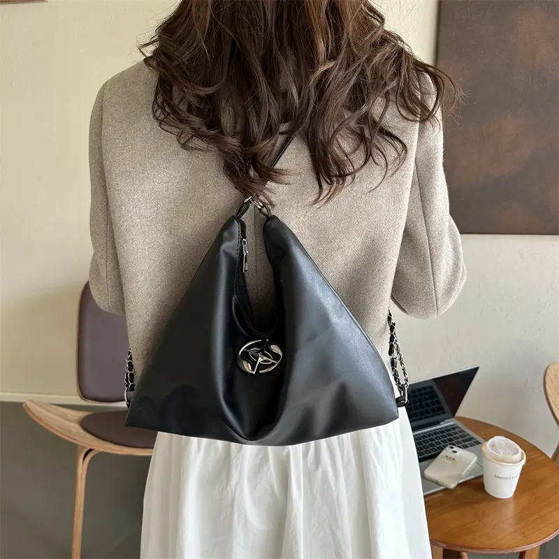 Women's Silver Shoulder Bag with Button Front 2023 Winter — feature 17