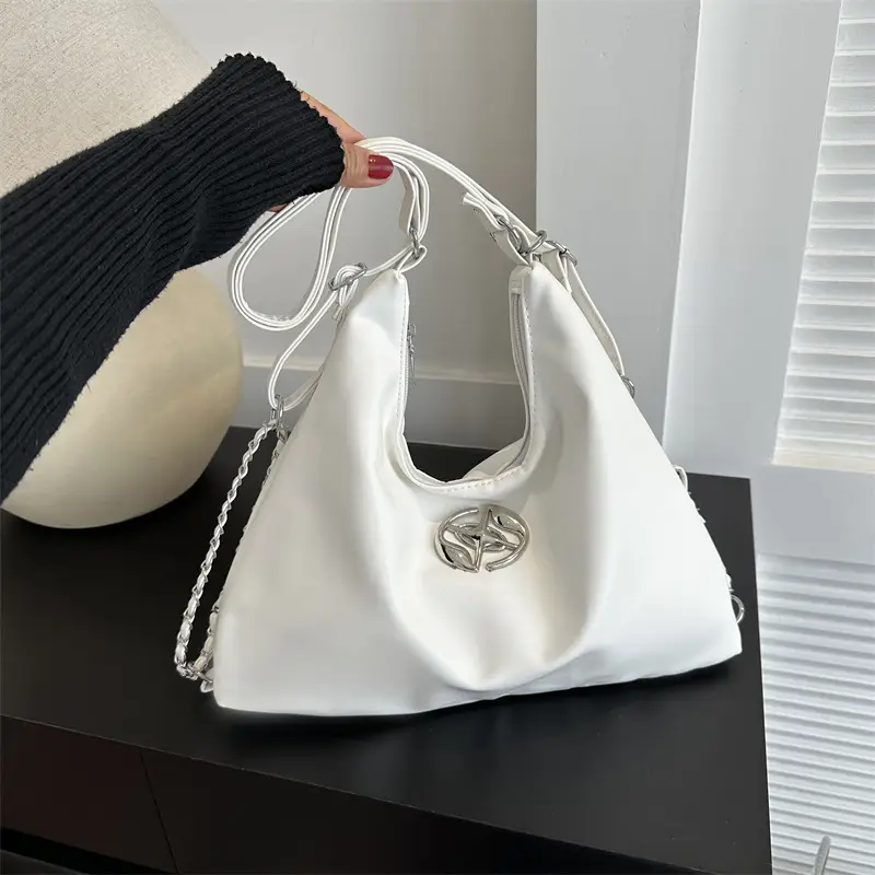 Women's Silver Shoulder Bag with Button Front 2023 Winter — feature 24