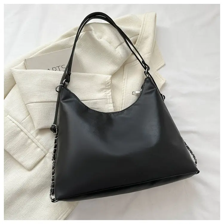 Women's Silver Shoulder Bag with Button Front 2023 Winter — feature 8