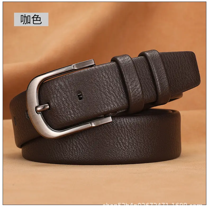 Men's Black Leather Belt with Silver Buckle — feature 8