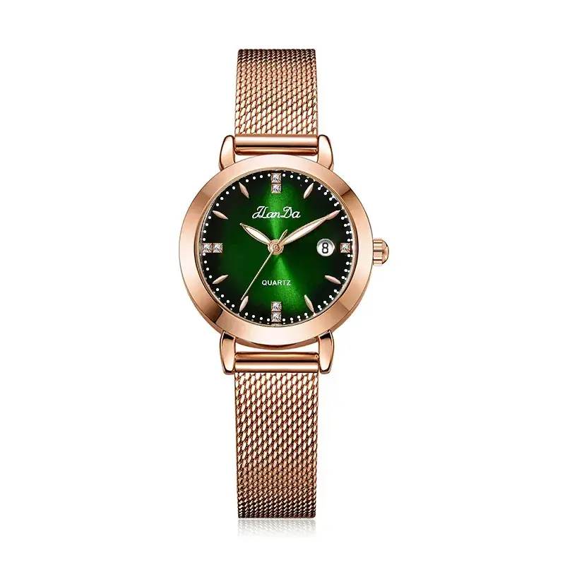 Women's Rose Gold Quartz Watch with Metle Strap - Image 5