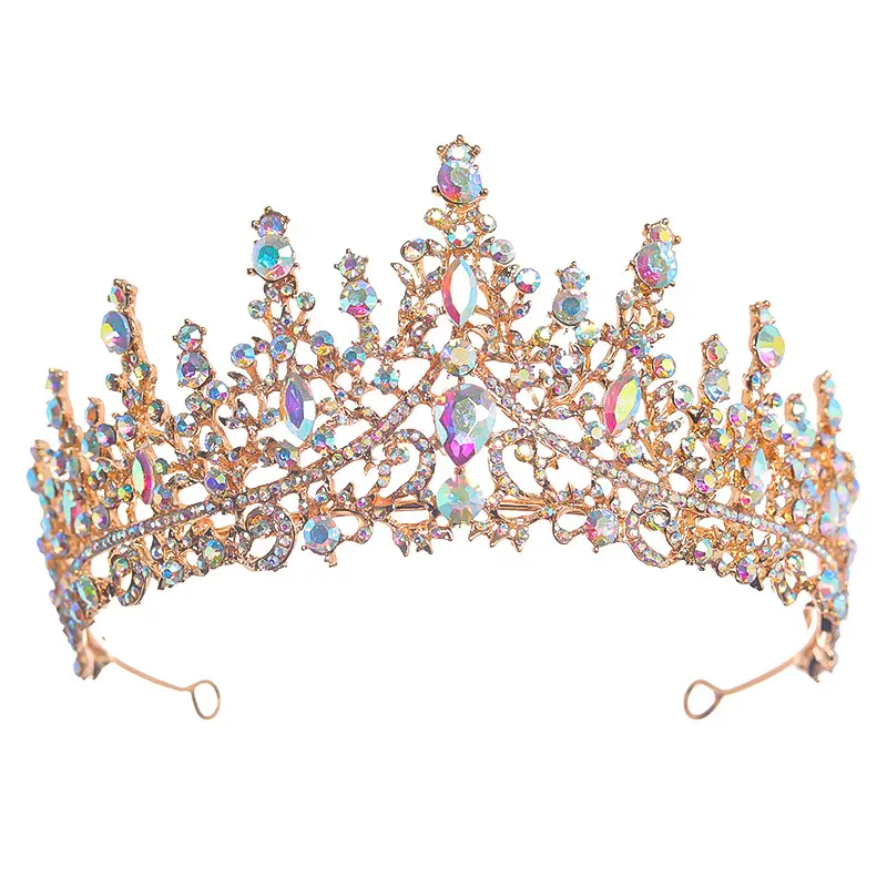 European American Retro Round Bridal Crown Tiara with Amazon Pearl Diamond - Image 2