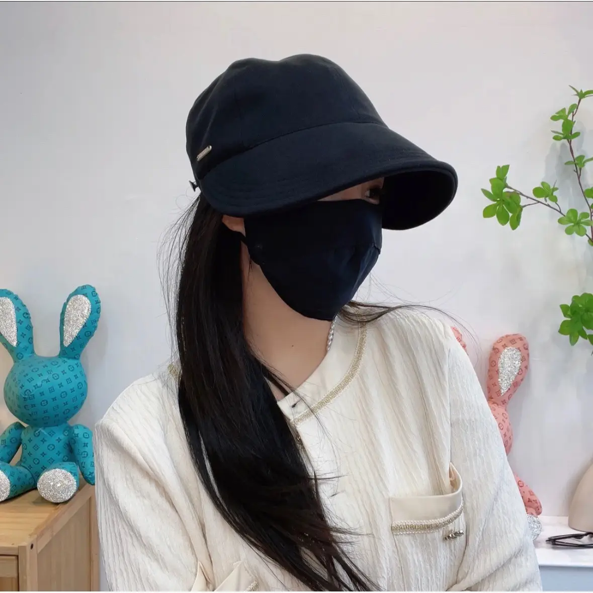 Women Retro Duck Cap Face Mask Autumn Winter Warm Korean Style - Image 6