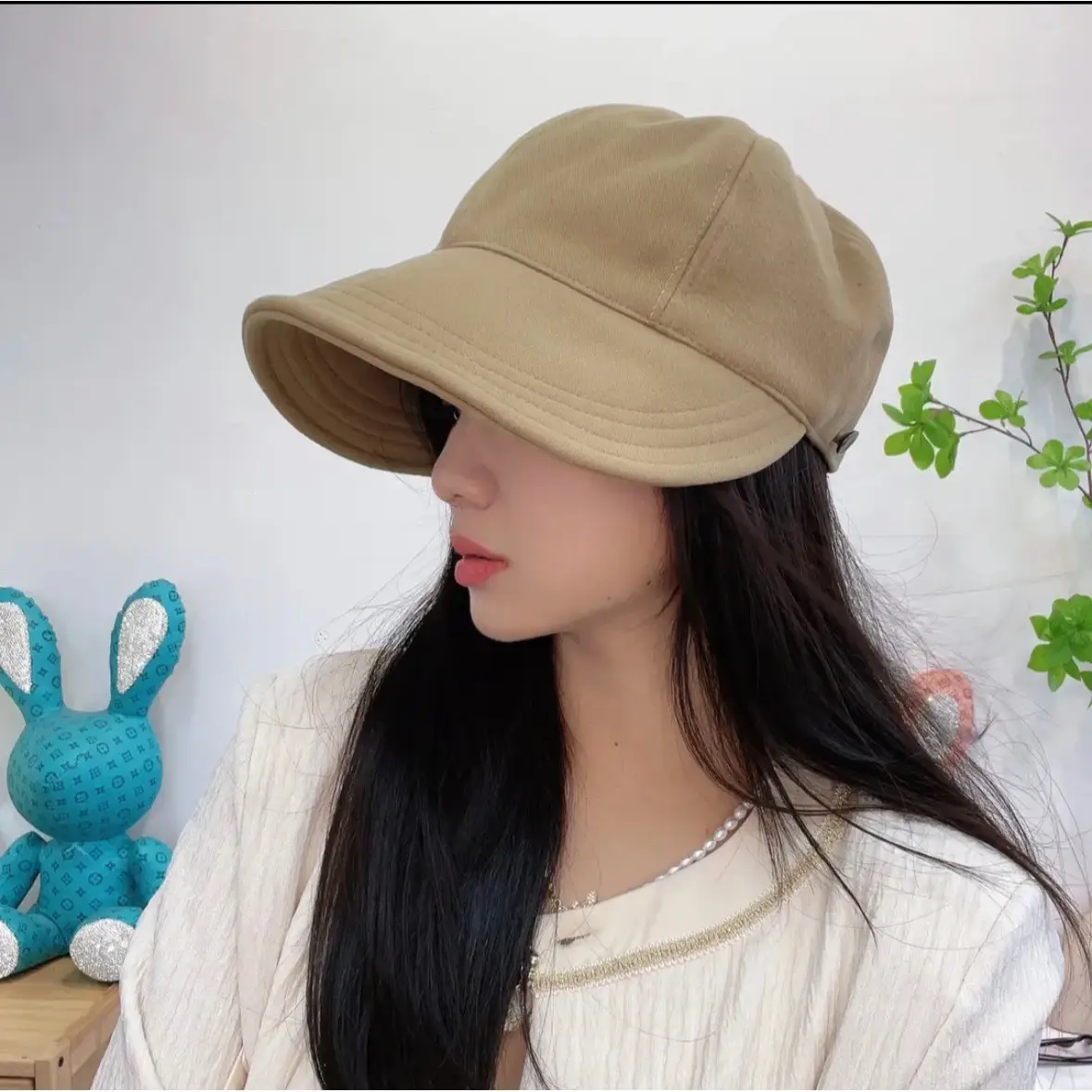 Women Retro Duck Cap Face Mask Autumn Winter Warm Korean Style - Image 8