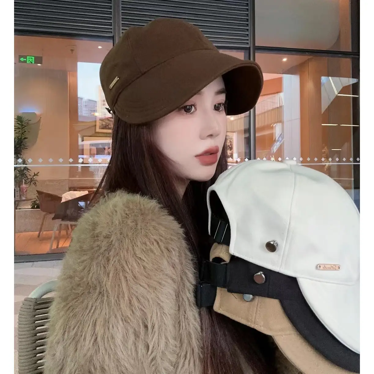 Women Retro Duck Cap Face Mask Autumn Winter Warm Korean Style - Image 4