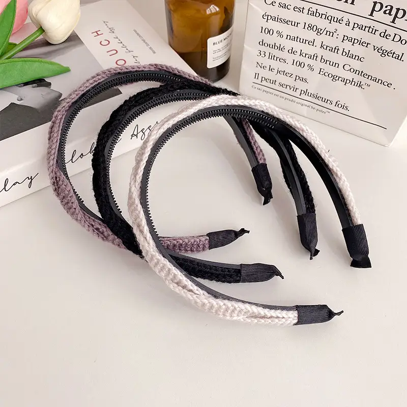 Wool Twist Headband Brown Toothed Winter Hair Accessory - Image 5