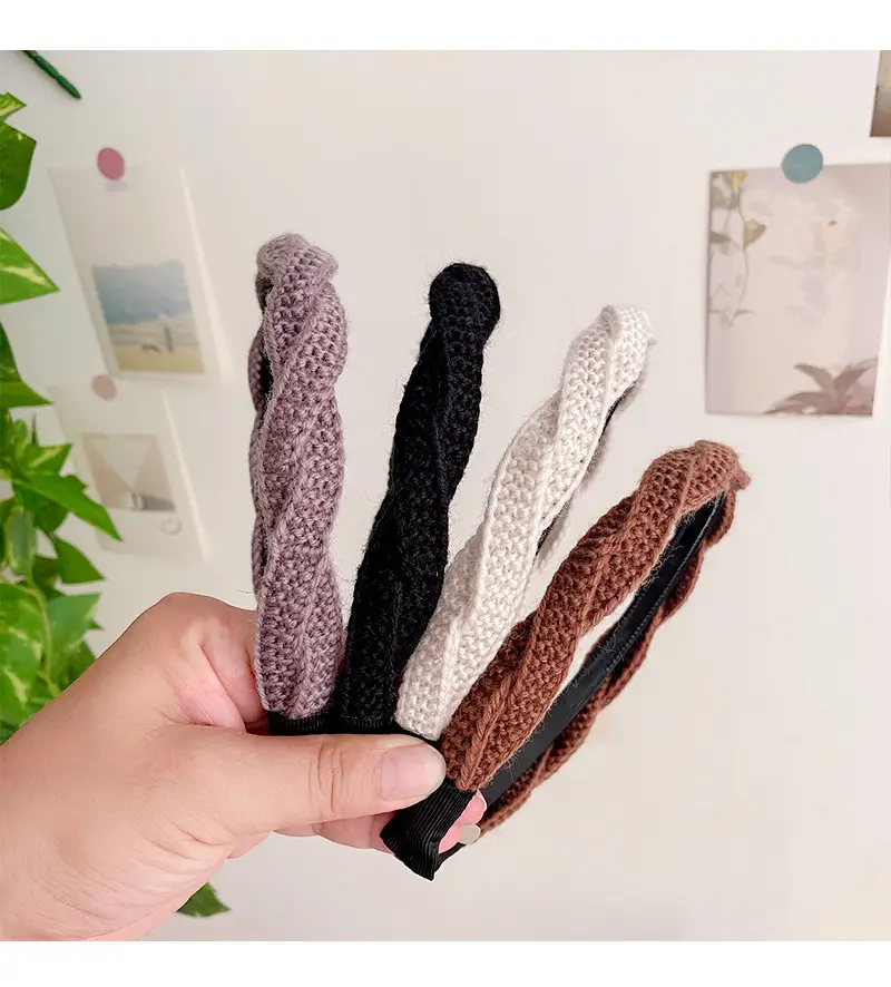 Wool Twist Headband Brown Toothed Winter Hair Accessory — feature 31