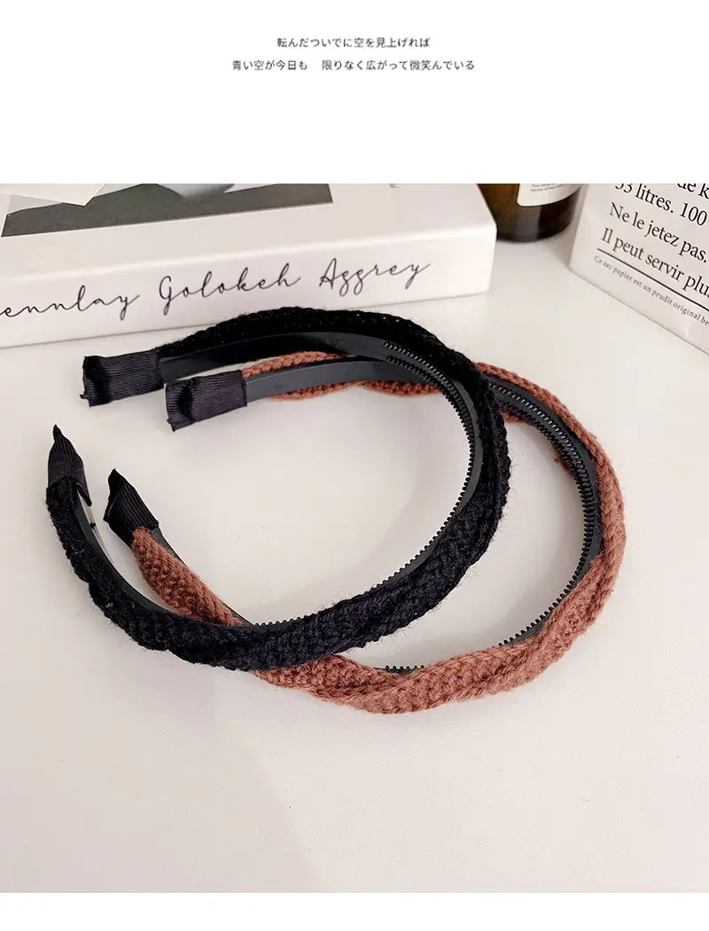Wool Twist Headband Brown Toothed Winter Hair Accessory — feature 32