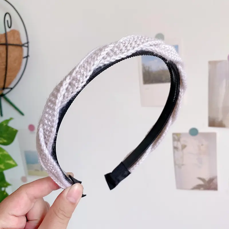 Wool Twist Headband Brown Toothed Winter Hair Accessory - Image 2