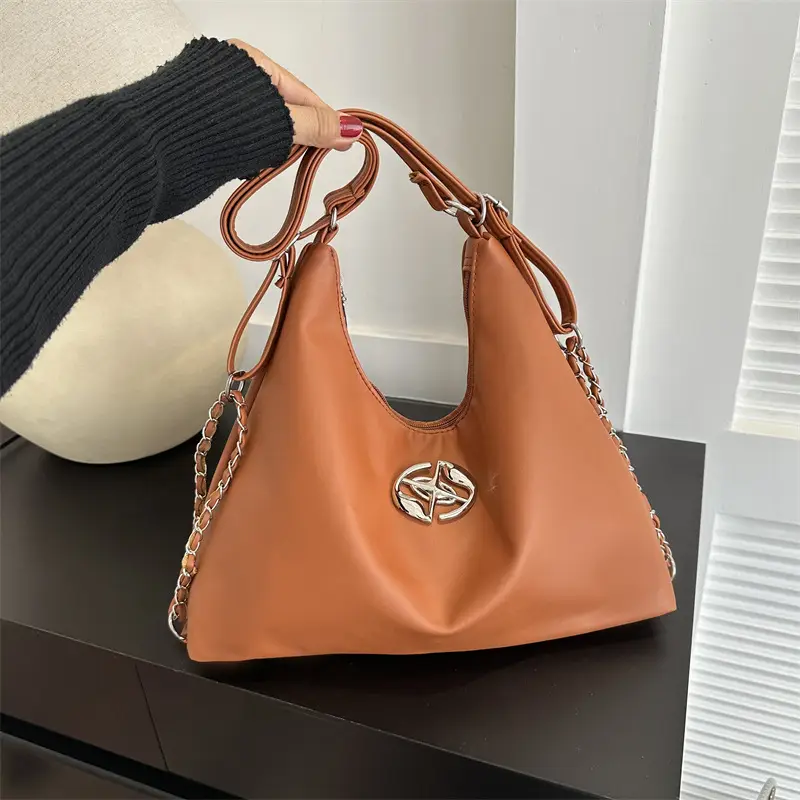 White Leather Shoulder Bag with Logo - Image 5