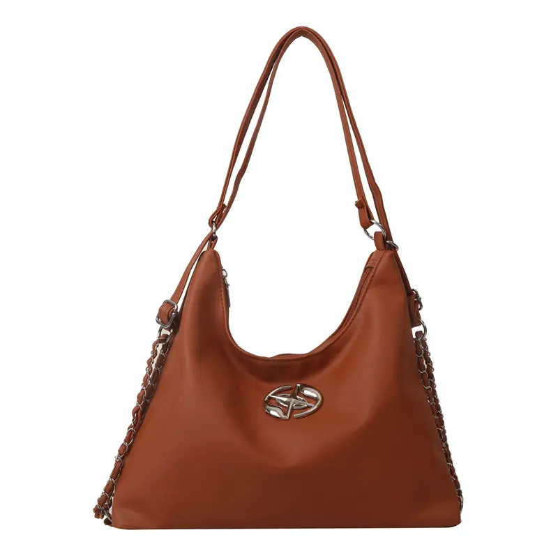 White Leather Shoulder Bag with Logo - Image 9