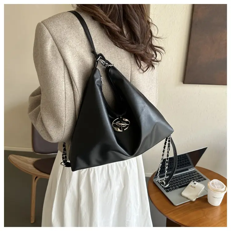 White Leather Shoulder Bag with Logo — feature 10