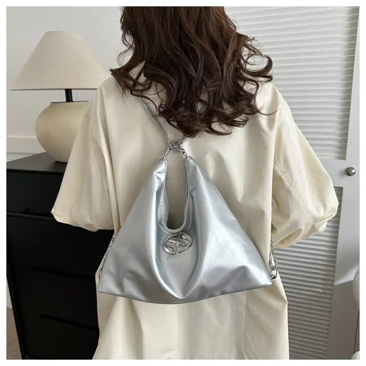 White Leather Shoulder Bag with Logo — feature 11