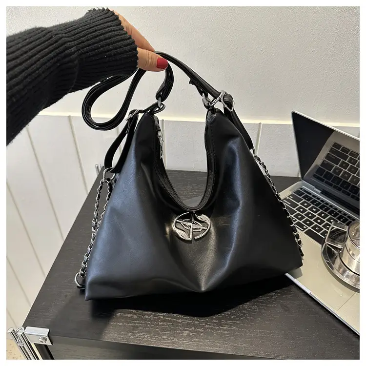 White Leather Shoulder Bag with Logo — feature 17