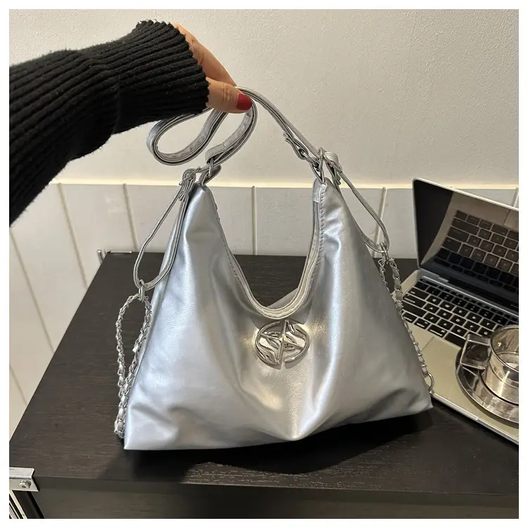 White Leather Shoulder Bag with Logo — feature 18