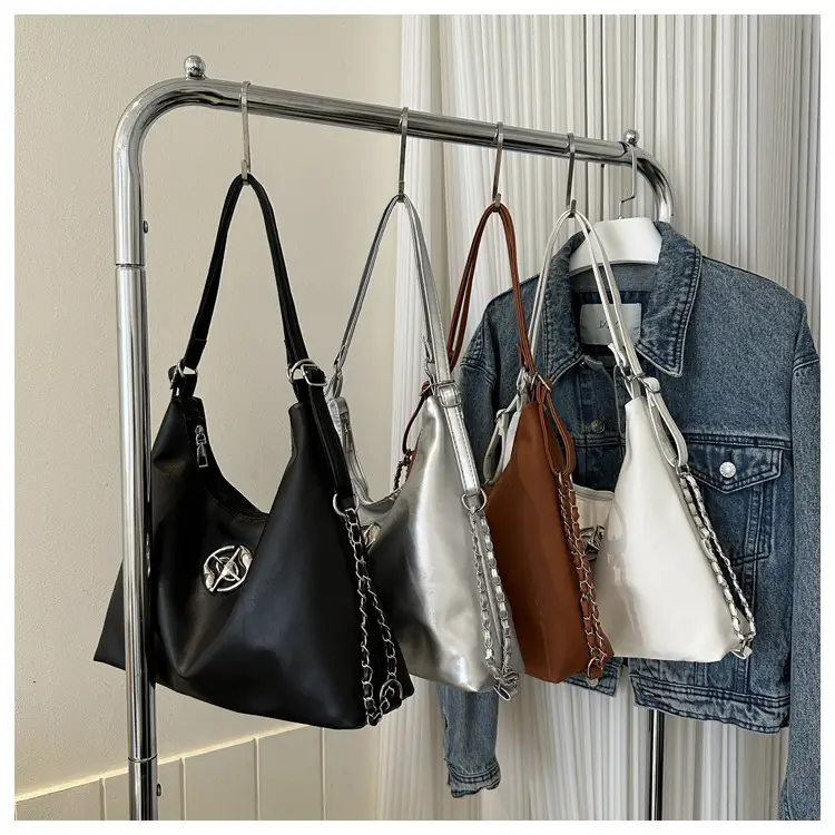 White Leather Shoulder Bag with Logo — feature 25