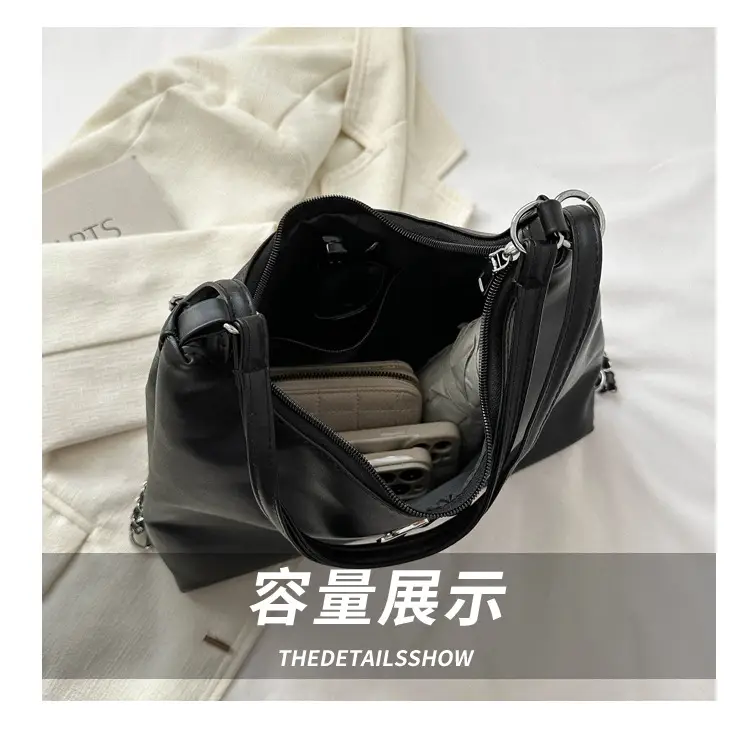 White Leather Shoulder Bag with Logo — feature 7